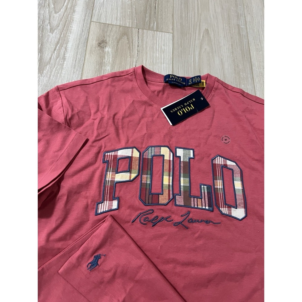 Polo Ralph Lauren Madras Patch Logo Embroidered Tee T Shirt Men's  XS